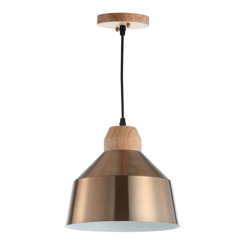 Dajana Brass And Wood Pendant Lamp