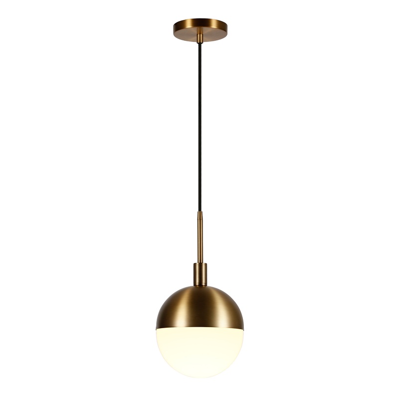 Frosted Glass and Brass Orb Pendant Lamp