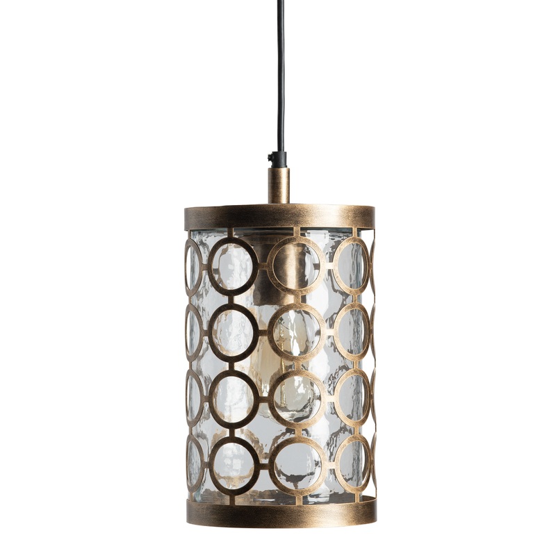 Glass and Brass Moroccan Style Circle Pendant Lamp
