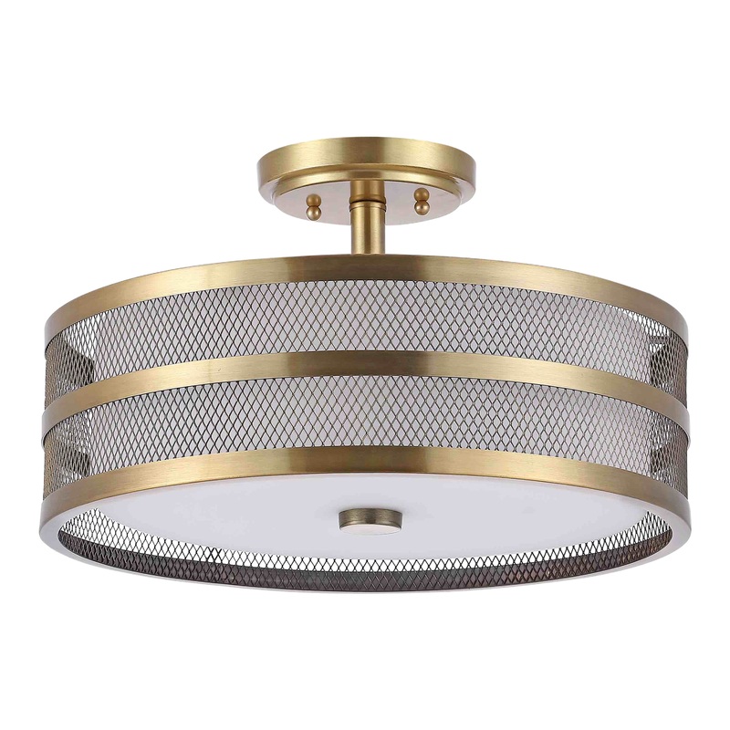 Greta Antique Gold Mesh Semi Flush Mount Ceiling Light