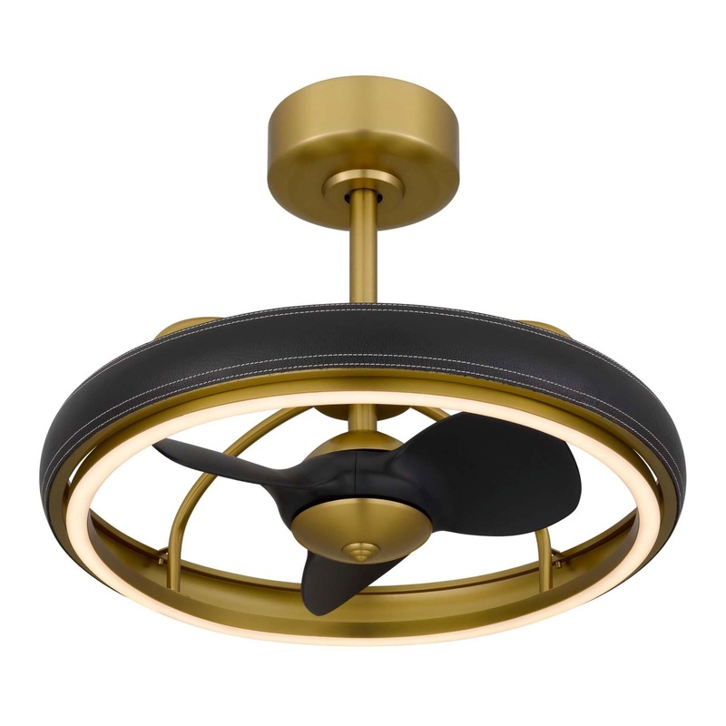 Hanson Antique Brass and Black Metal Ceiling Light with Fan