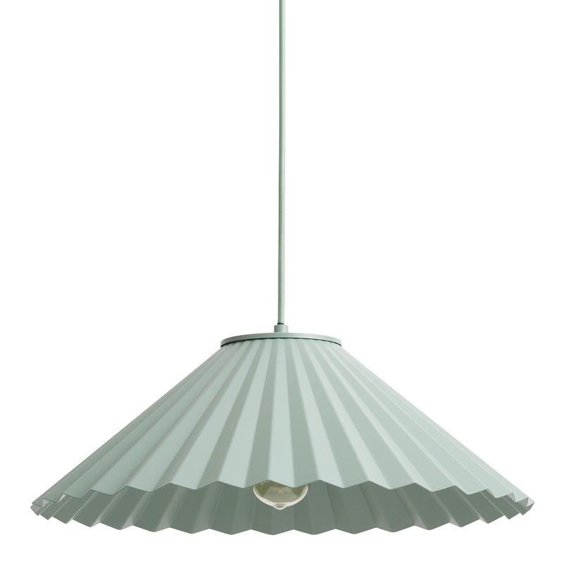 Leah Slate Blue Metal Pleated Empire Shade Pendant Lamp