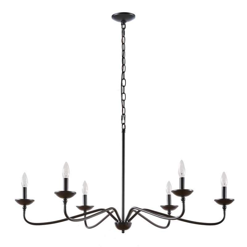 Marc Matte Black Metal Farmhouse 6 Light Chandelier