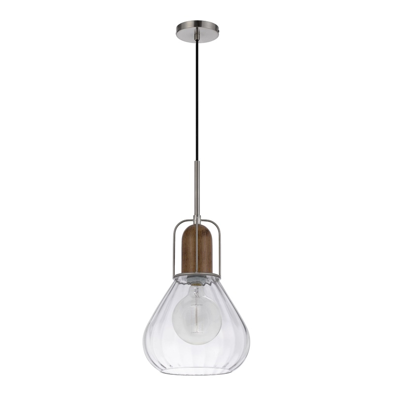 Marcel Wood And Blown Glass Pendant Lamp