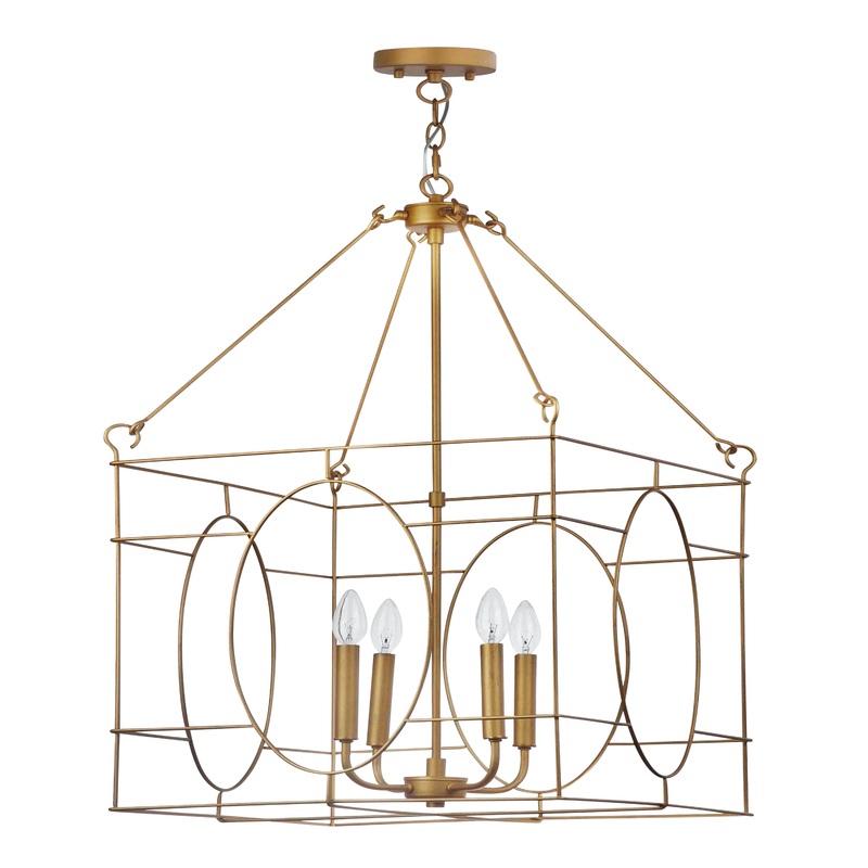 Margo Gold Geo Cage 4 Light Pendant Lamp