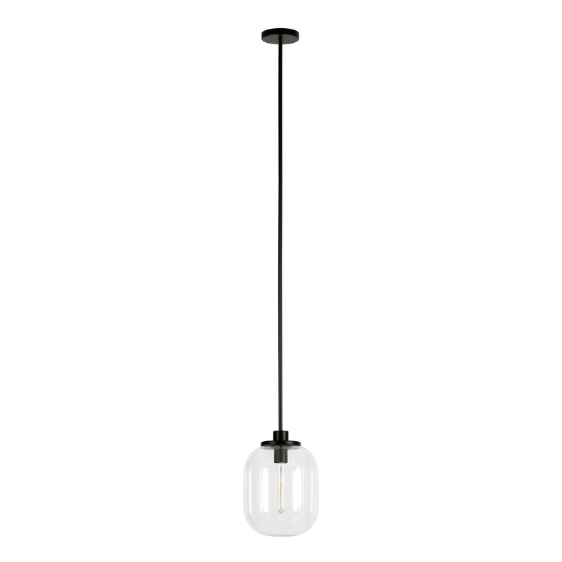 Marina Clear Glass Cylinder And Metal Pendant Lamp