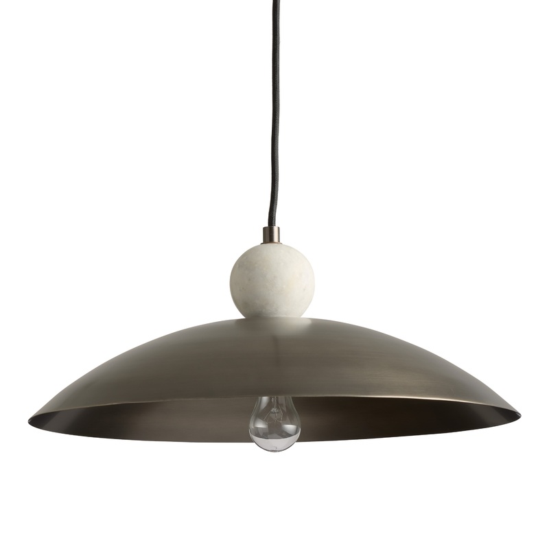 Oil Rubbed Bronze Dome and White Marble Sphere Pendant Lamp