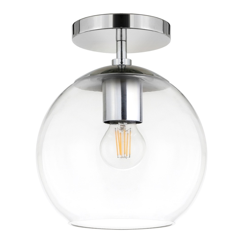 Patti Clear Glass Globe Semi Flush Mount Ceiling Light