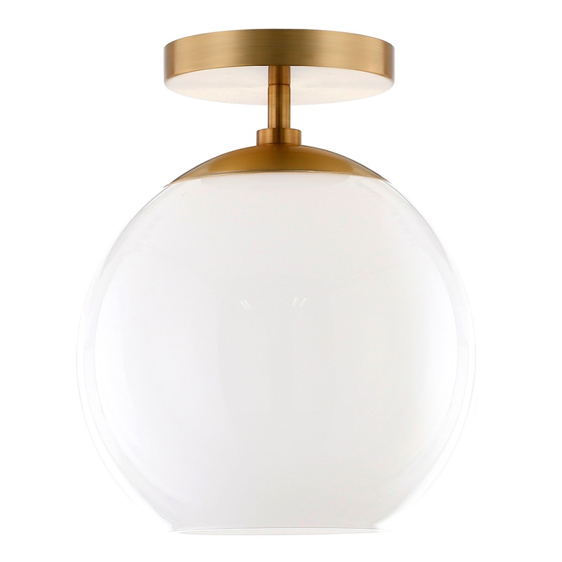 Patti White Glass Globe Semi Flush Mount Ceiling Light