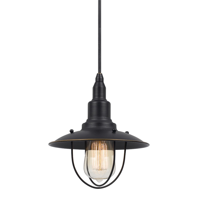 Quincy Bronze Metal Cage Industrial Pendant Lamp