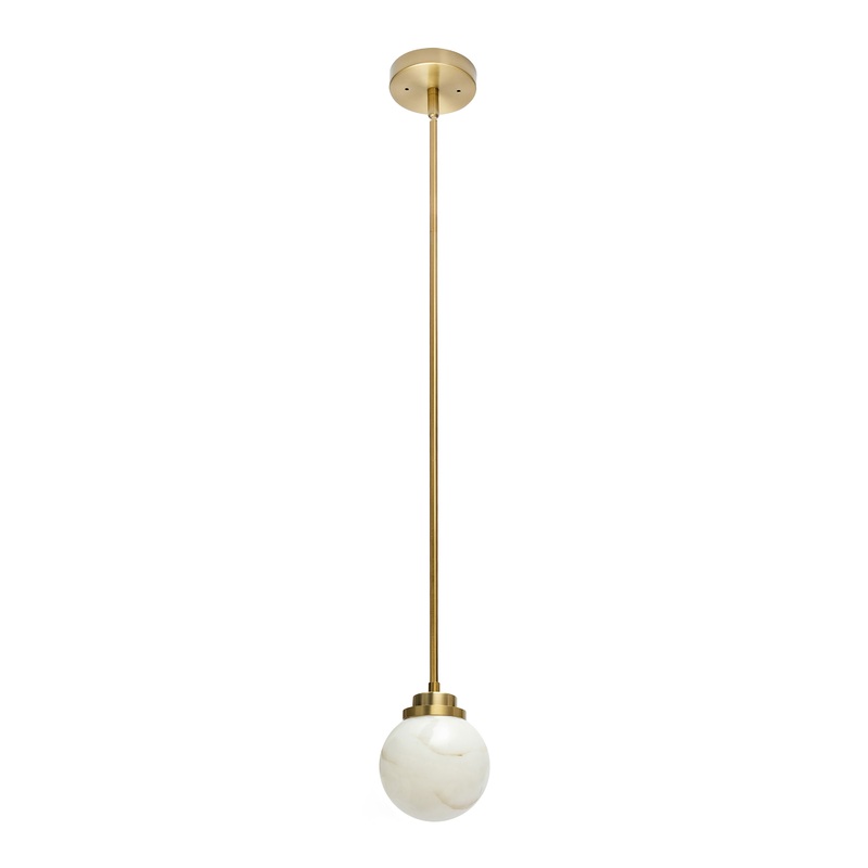 Romilly Marble Resin Globe and Gold Metal LED Pendant Lamp