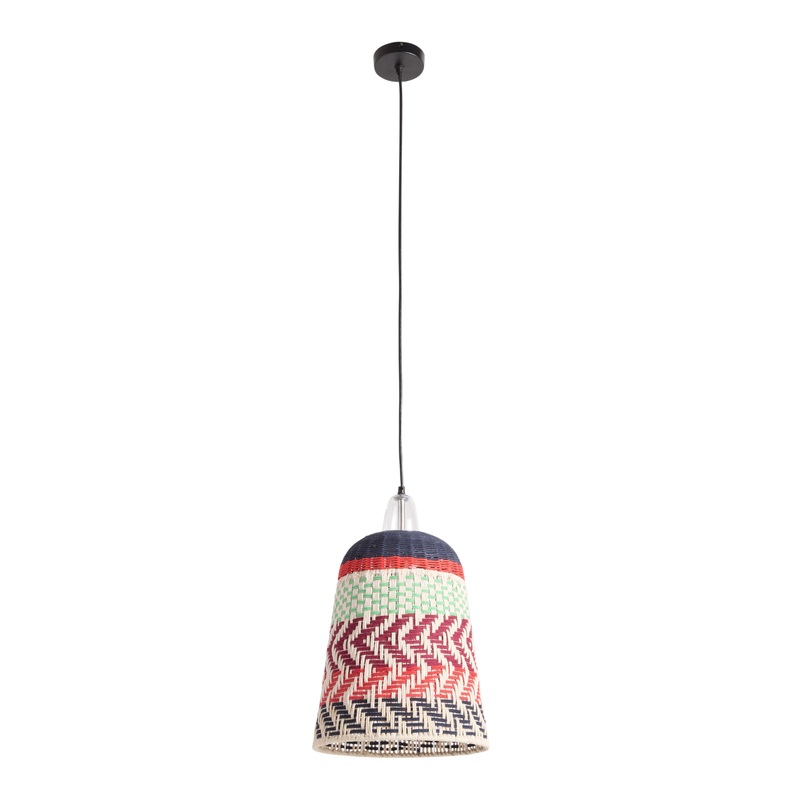 Rudra Multicolor Woven Jute and Cotton Bell Pendant Lamp