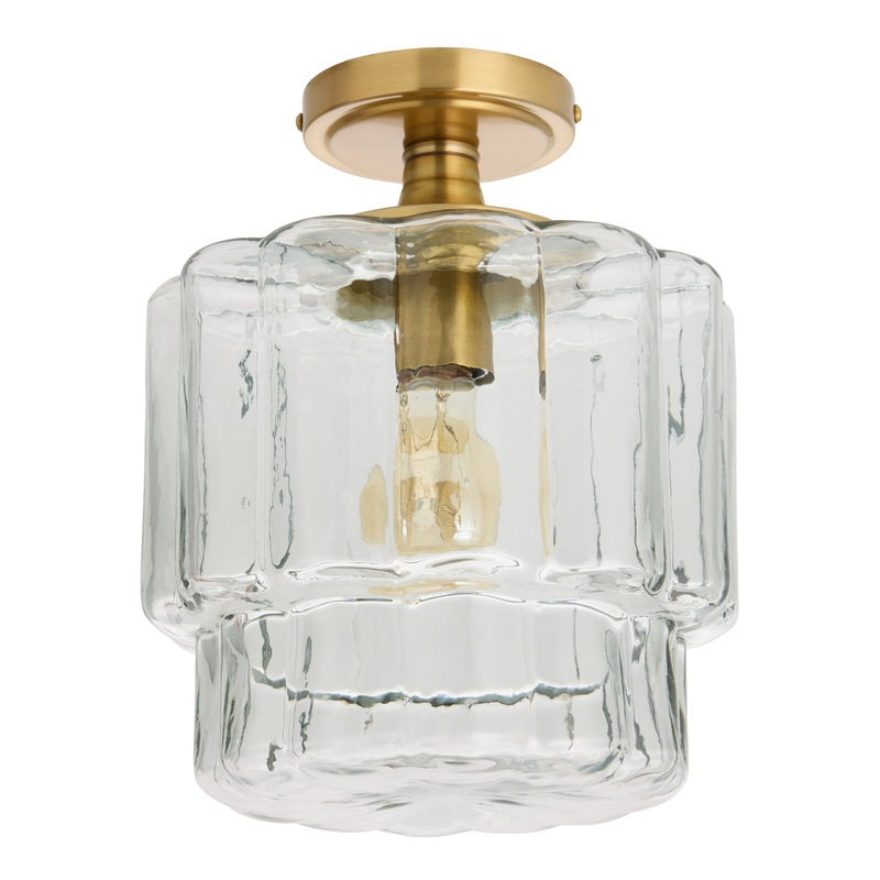 Serena Handblown Glass Ribbed Flush Mount Ceiling Light