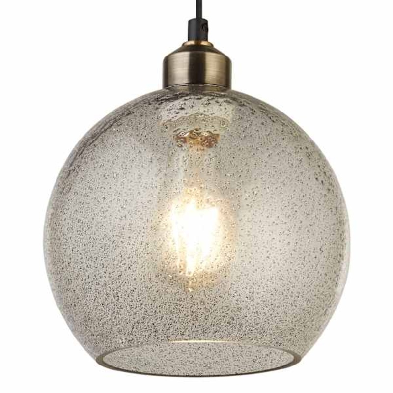 Smoke Seeded Gold Pendant Light, 7″