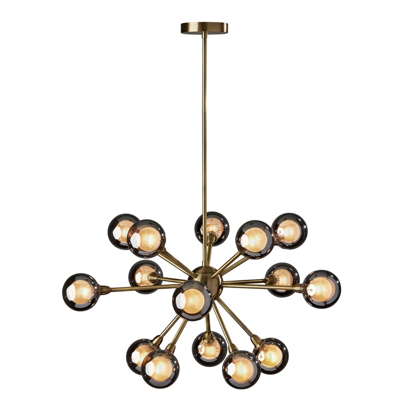 Starling Antique Brass And Glass 15 Light LED Chandelier
