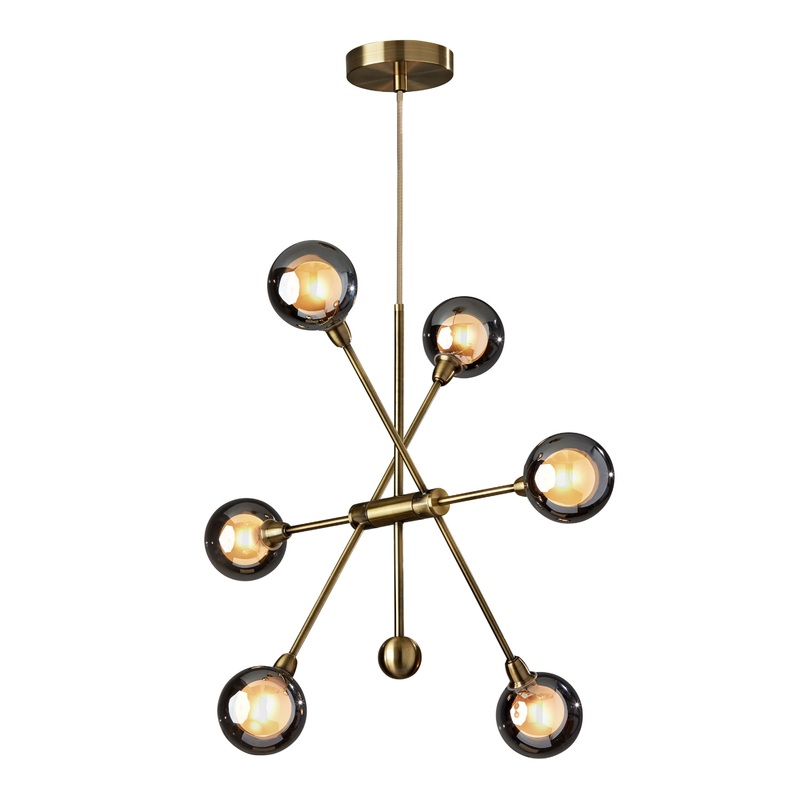 Starling Antique Brass And Glass 6 Light LED Chandelier