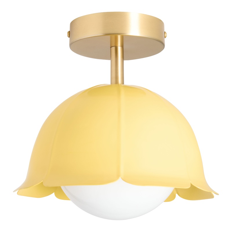 Taya Yellow Tulip Flower Semi Flush Mount Ceiling Light