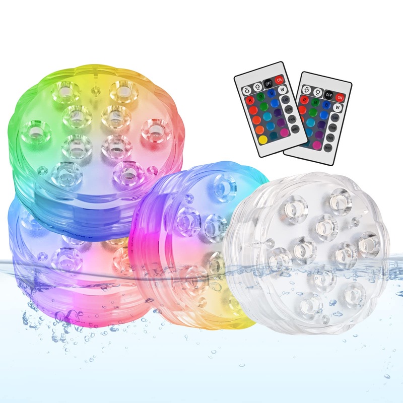 4PCS Mini Submersible Lights Waterproof Pool Lights Underwater Small Color Changing Waterproof Light Underwater Led Pool Lights for Vase Bowls Swimming Pool