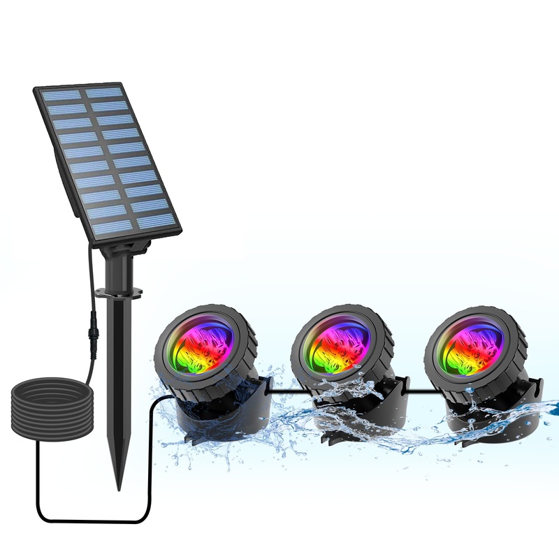 Coreslux solar pond lighting outside diving spotlights adjustable underwater lights RGB color change IP65 waterproof car on/from garden headlight landscape exterior lighting (3 pieces)