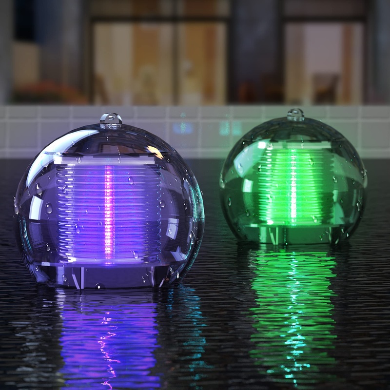 ELETOROT Solar floating pool lighting pool accessories pond lighting solar floating ball pool light water light multiple decoration for pool pond garden flowers (2 pieces) 2 pcs