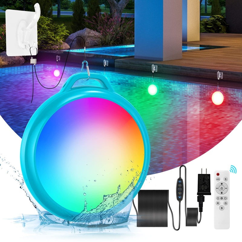 Kimimara LED pool lighting – 10W RGB underwater Pool headlight IP68 Waterproof Dimmable Color -changing POOLL LAMME headlight headlights with magnet for steel wall pool framepool 7m cable