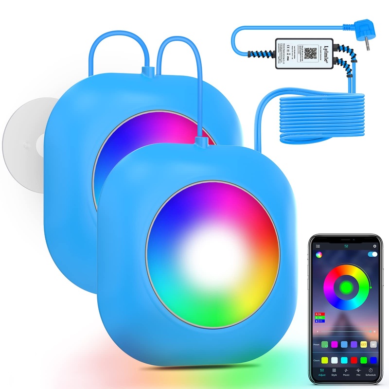 Lylmle pool lighting LED 40W double light with 6.5m cable for each light app control 12V underwater headlight with timer DIY several colors IP68 waterproof for installation pool installation pool boat blue 40W (2 in 1)
