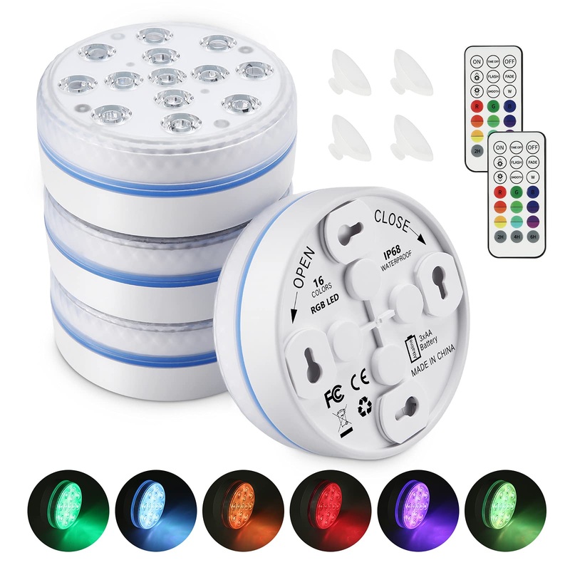 Moxled underwater light 13 LED pool lighting underwater magnetic magnetic with remote control waterproof RGB color change pool decol lights for swimming pool fountain pond aquarium party (4 pieces)
