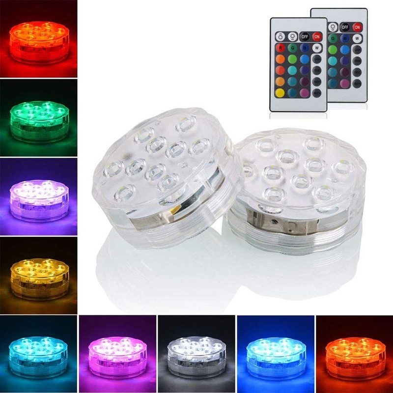 Multicolor remote control RGB LED underwater lighting waterproof color change Led Magic Light for Vase Base Floral aquarium pond wedding (1piece flower)