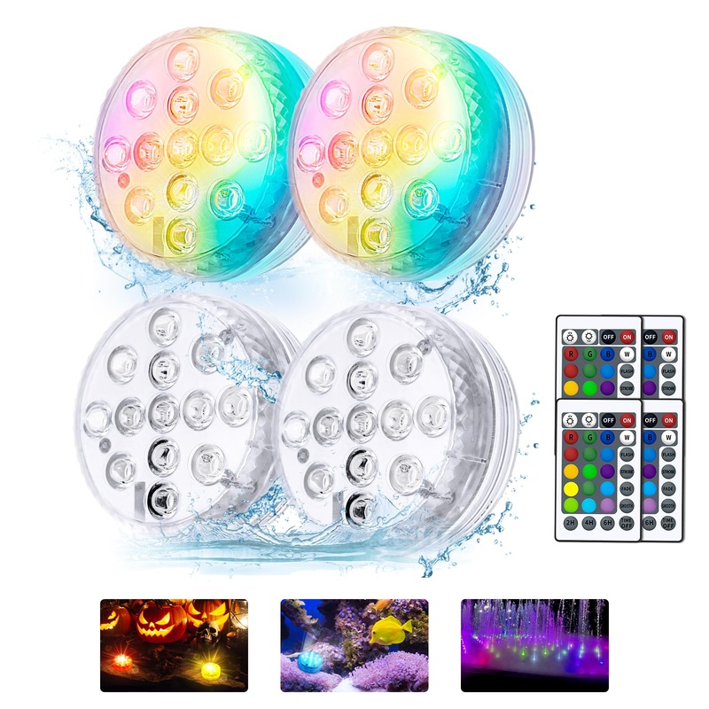 Nalezuns underwater light 13 LED pool lighting underwater 4 pieces LED pool light Lighting with remote control RGB color change pool decolet lights for swimming pool fountain pond aquarium party