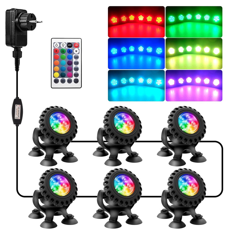 Natpow pond lighting LED underwater underwater lighting RGB underwater pond light with remote control IP68 waterproof color change garden lighting for garden patio tree (3 in 1) 3h