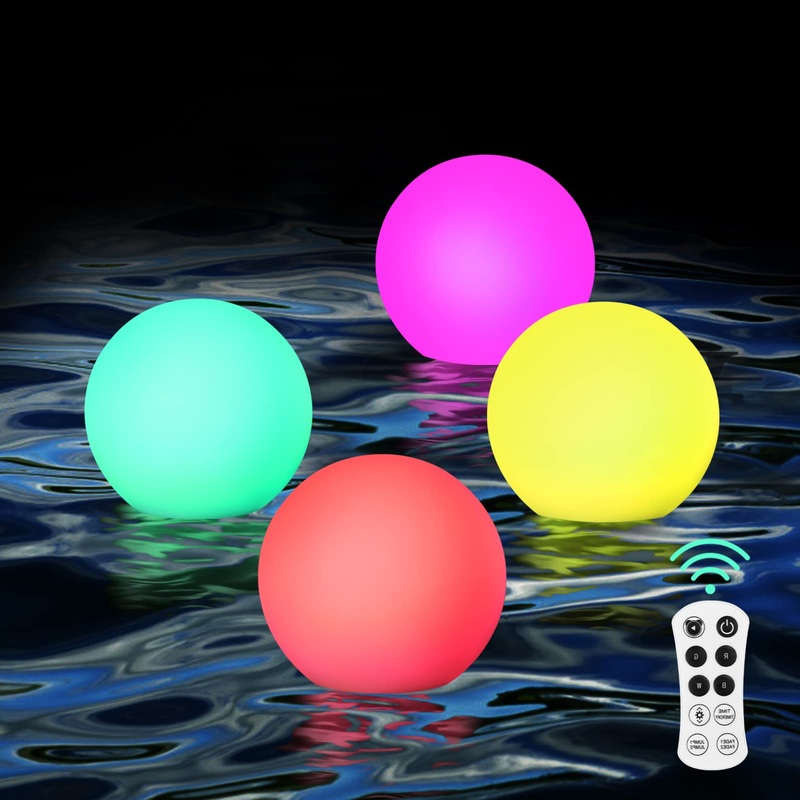OSALADI Floating Pool Lights Rechargeable Color Changing Pool Ball Lights with Remote IP68 Waterproof LED Glow Floating Night Lights for Pond Garden Party 4 Pack