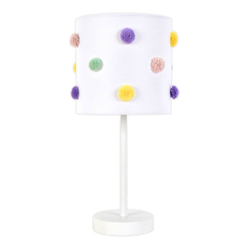 Tiny Dreamers Multicolor Pom-Pom Metal Small Lamp, 16″