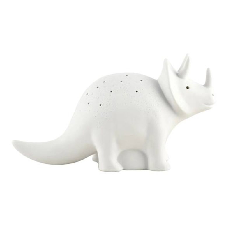 Tiny Dreamers White Ceramic Dinosaur Night Light, 10″