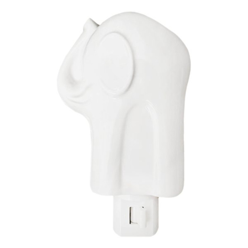 Tiny Dreamers White Ceramic Elephant Night Light, 5″