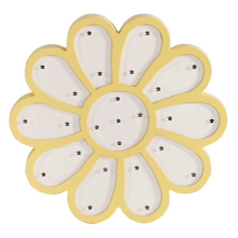 Tiny Dreamers White & Yellow Flower Painted Wood Sign, 9.8″