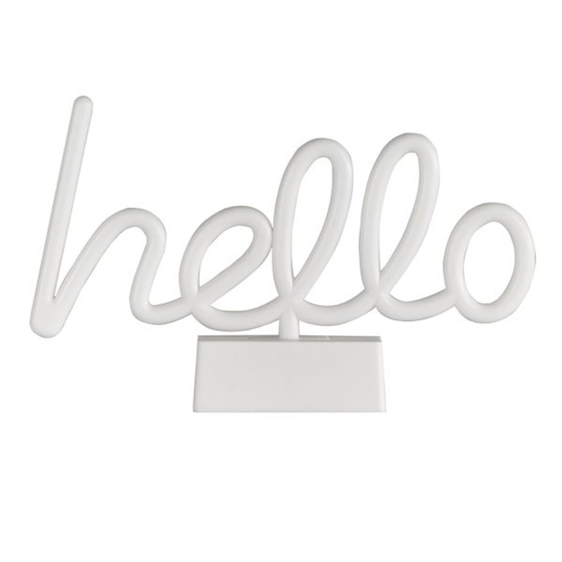 White Hello Neon Light Stand, 7.5″