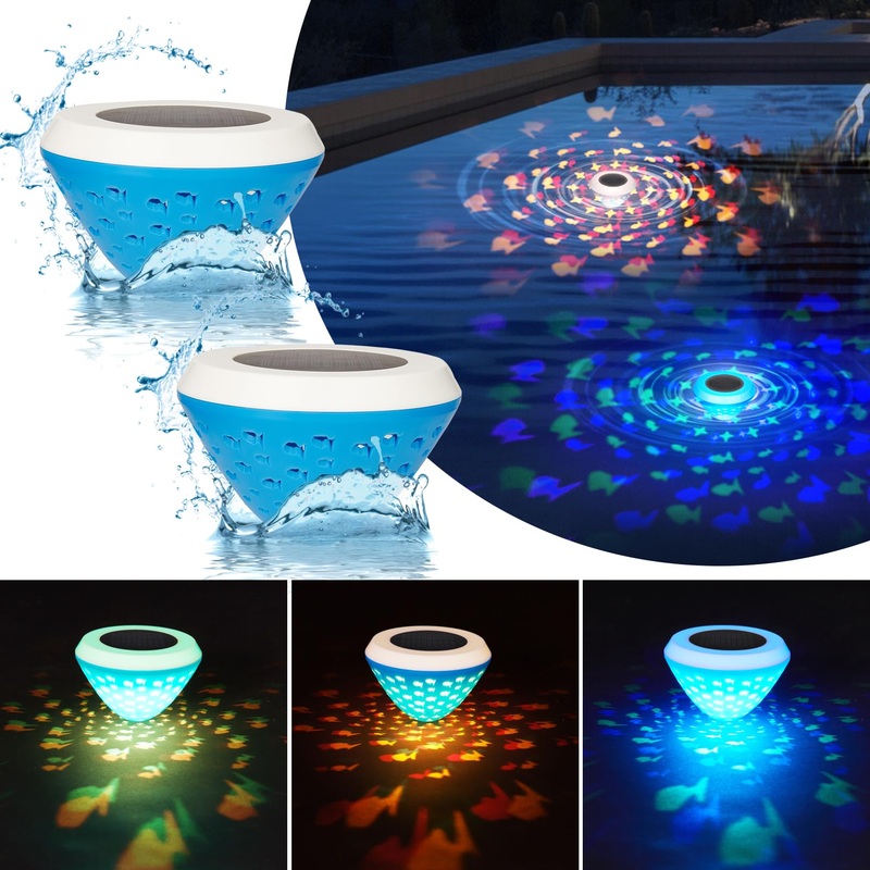 Xudengw solar floating pool LED diamond -shaped multi -color colored wedge waterproof LED pool light lighting for pool swimming pool pond outside garden decoration (2PCs)