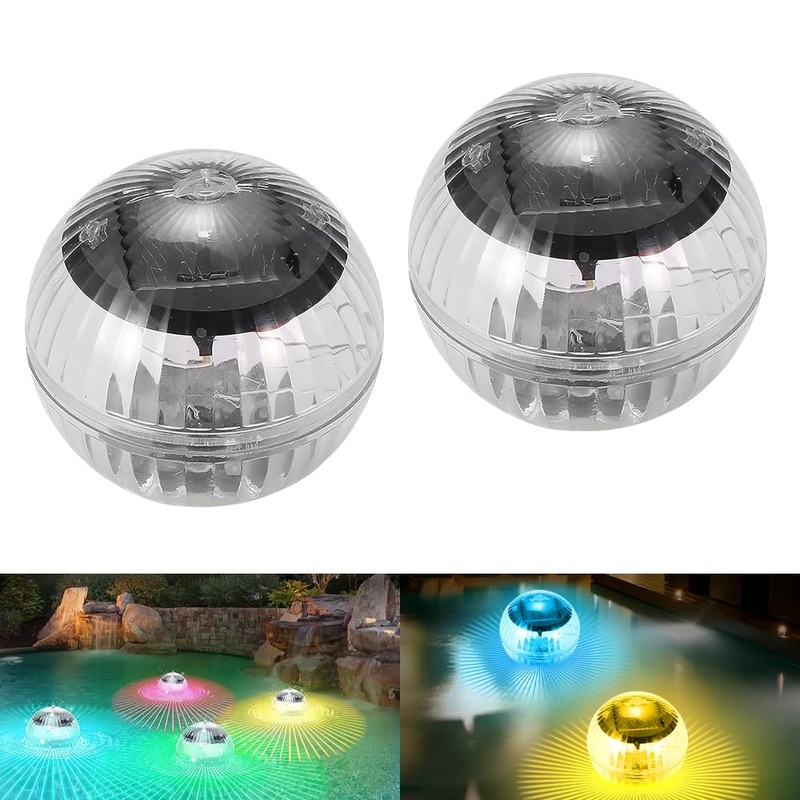 Yangun solar floating pool light 2 pieces LED pool lighting solar floating pool lighting pool lights underwater solar with 7 color change waterproof pond lighting for pool garden decoration