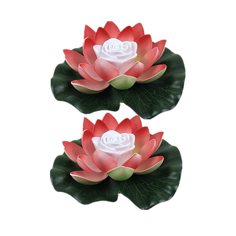 Yeehliny floating lotus lights LED waterproof solar water lily floating solar lights Lotus flower night lamp Lotus blossom Lotus leaf pond light for Pool pond garden decoration (18cm-2pc-03#)
