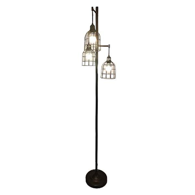 Black 3-Light Geo Metal Floor Lamp, 73″