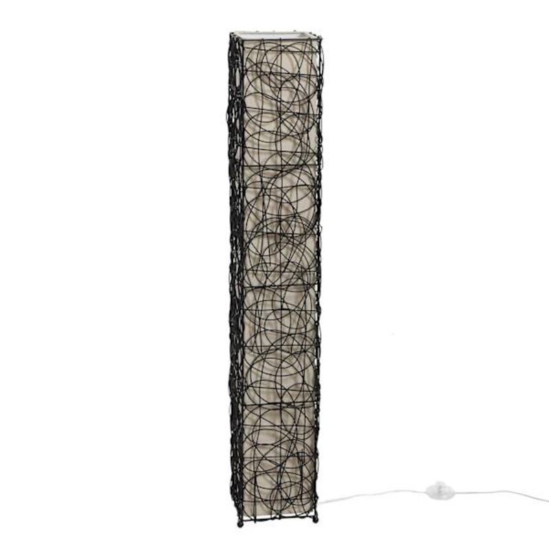 Brown Rattan Swirl Uplight Floor Lamp, 43″