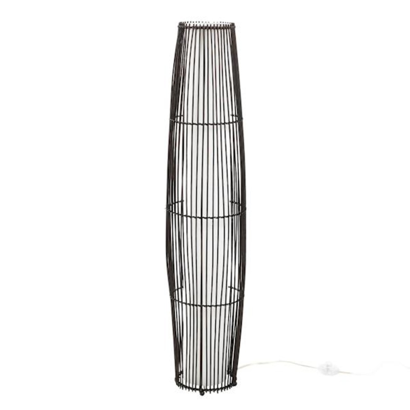 Brown Rattan Uplight Floor Lamp, 43″