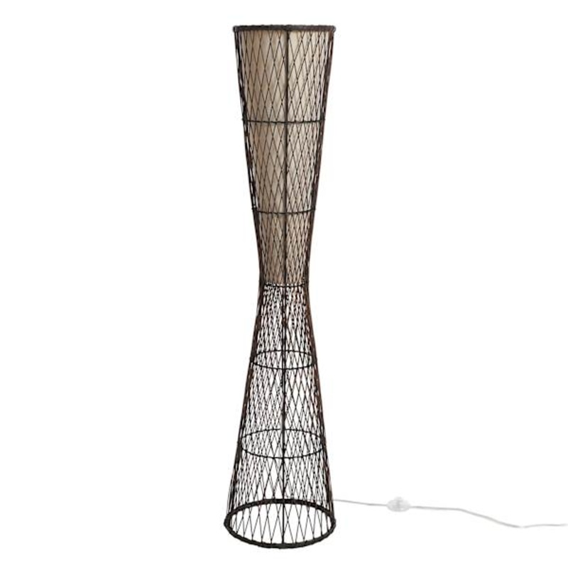 Brown Rattan Uplight Floor Lamp, 55″