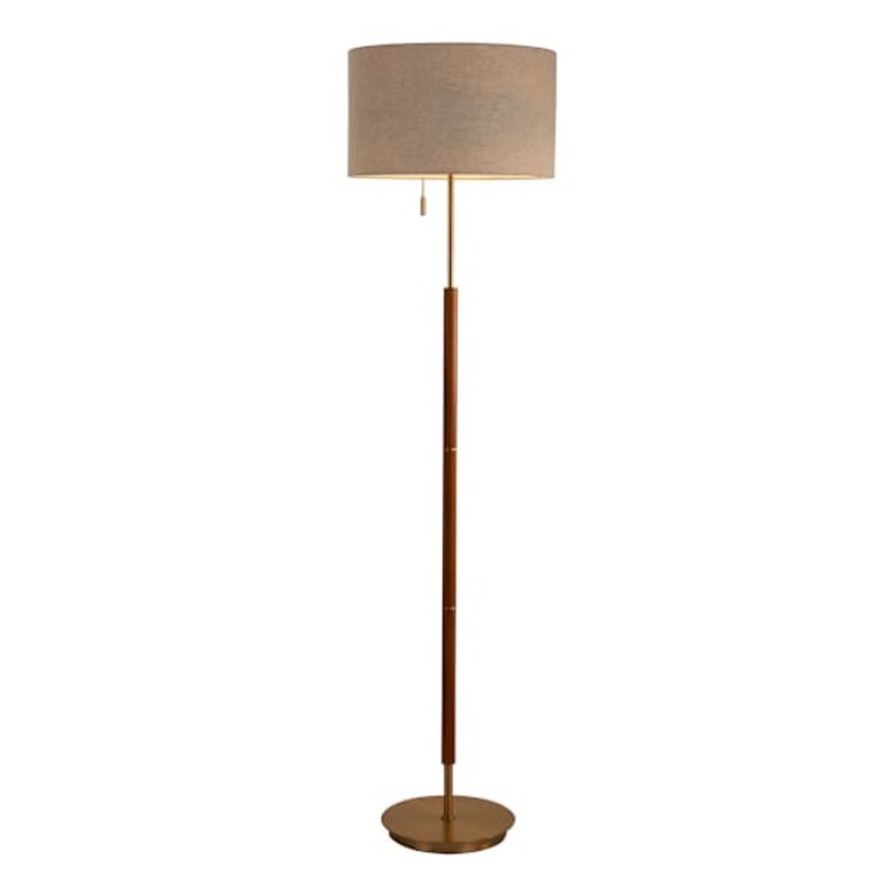 Brown Wood & Metal Floor Lamp with Shade, 68″