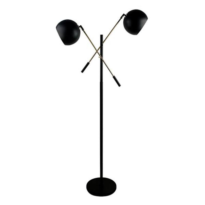 Crosby St. Black 2-Light Finish Floor Lamp with Metal Dome Shade, 60″