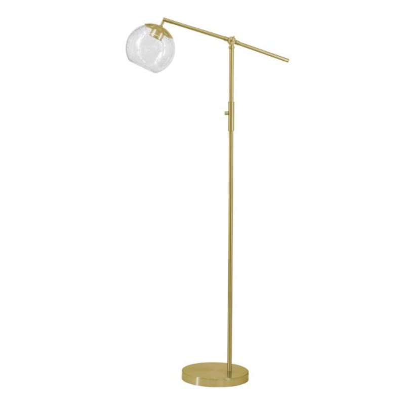 Glass & Brass Task Floor Lamp with Seeded Glass Shade, 59″