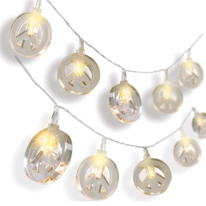 LED Peace Symbol String Lights
