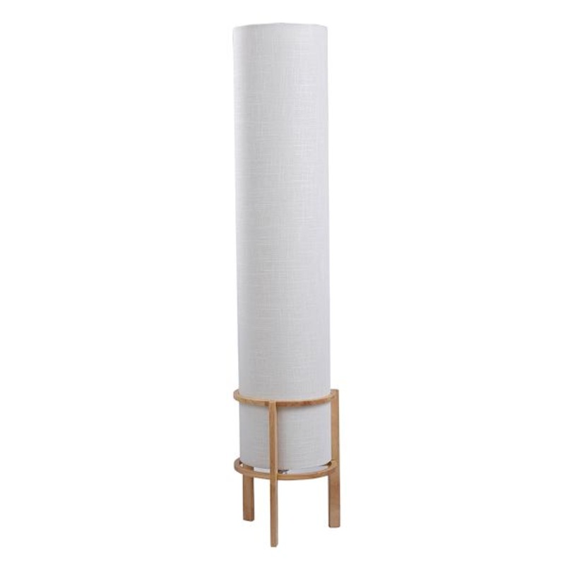 Tracey Boyd White Fabric Uplight Floor Lamp with Natural Wood Base, 43″