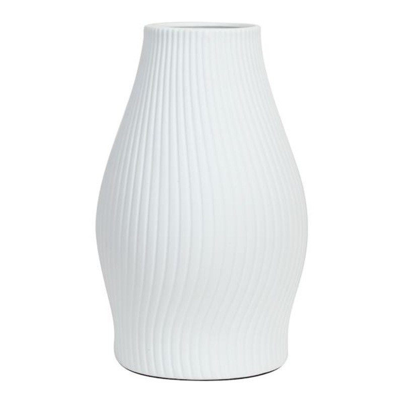 White Ceramic Wave Uplight, 11″