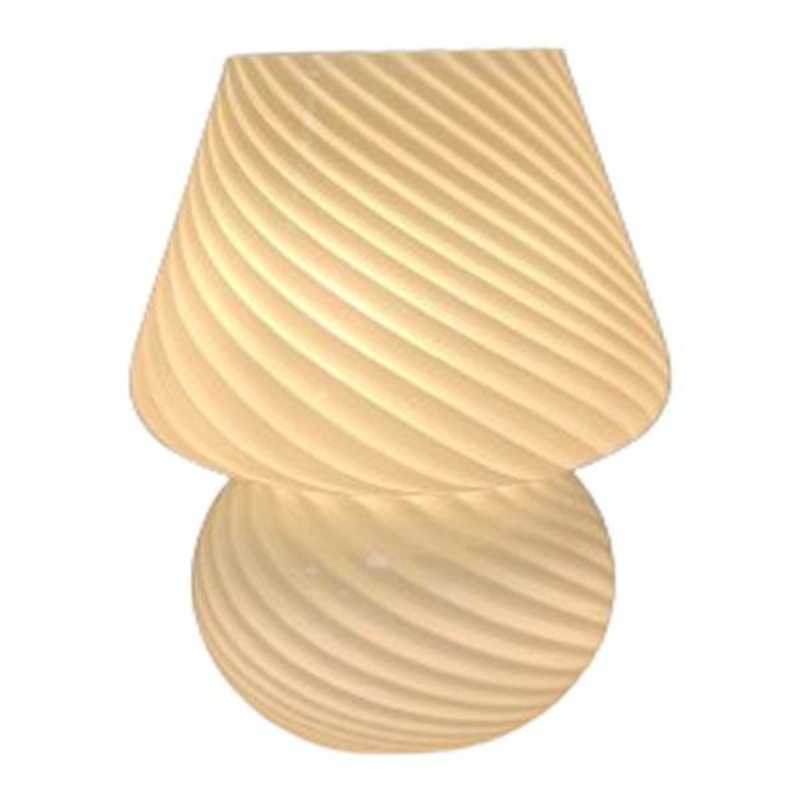 White Glass Mushroom Uplight Lamp, 7″